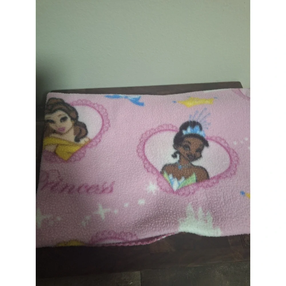Disney Princess Fleece Throw Blanket Toddler Girls Pink Tiana Belle Cinderella